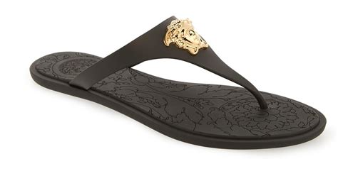 Shop Versace La Medusa Thong Sandals .